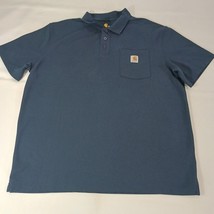 Carhartt Polo Shirt Mens XL Original Fit Blue Cotton Blend Short Sleeve K570 NVY image 10
