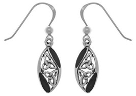 Jewelry Trends Celtic Trinity Knot Sterling Silver Dangle Earrings Created Black - £34.45 GBP