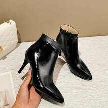  Winter Brand New Glossy Black Gray Women Ankle Dress Boots High Heels Lady Nude - £59.11 GBP