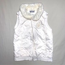 White Quilted Vest GIrl’s 5 Faux Fur Glitter Patch School  Spring Easter - $6.93