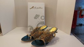 NIB G Sparrow Turquoise Rhinestone Peacock High Heels Women&#39;s Sz 11 - £46.40 GBP