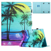 For 10 inch Universal Colored Drawing Stitching Leather Tablet Case(Coconut Tree - £7.92 GBP