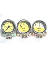 Smiths Replica Kit- Oil Fuel and Amp Gauge yellow face with Chrome bezel  - $66.34 CAD