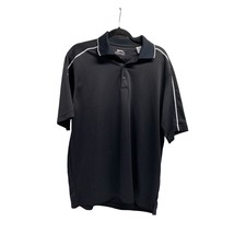 Slazenger Mens Size M Black Polo Shirt Short Sleeve 1/2 Button - $14.84