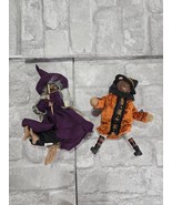 Vtg Ganz Halloween Hanging Witch 8&quot; Purple Cape Barefoot Broom w/ Spence... - $34.03 CAD