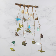 Vtg Style Sea Glass Wind Chime Wire-Wrapped Sea Glass Jute Hanging Stick... - €8,58 EUR