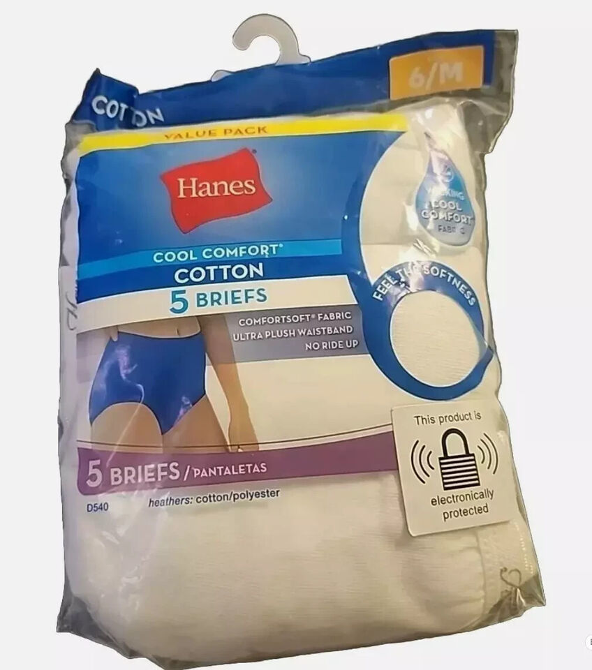 Hanes Cool Comfort Cotton Briefs 5-Pack Size 6/M White - Breathable &amp; Soft - $2.28