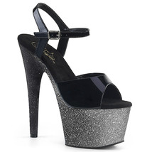 PLEASER Sexy 7&quot; Heel Silver Black Ombre Platform Ankle Strap  Women&#39;s Shoes - £64.91 GBP