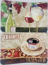 3 Reversible Plastic Placemats (11&quot;x17&quot;) Fresh Brewed Coffee &amp; Wine &amp; Grapes, Fc - £12.69 GBP