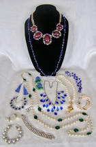 Vintage Large Group Of 14 Better Costume JEWELRY- Necklaces, Bracelets, Earrings - £61.37 GBP