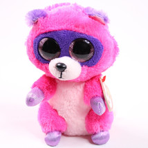 TY Beanie BOO Roxie The Racoon Pink & Purple Plush Animal Glittery Eyes Toy 2015 - $8.33