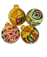 Vintage Stained Glass Look Christmas Tree Ornament Balls Set Painted Noel Korea - $16.94
