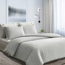 Duvet Cover Set Queen Size Light Grey, Ultra Soft-Hotel Quality,  Queen(90&quot;x90&quot;) - £11.54 GBP