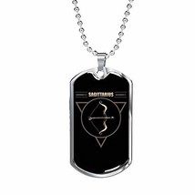 Express Your Love Gifts Sagittarius Dog Tag Zodiac Sign Universe Engraved 18k Go - £55.82 GBP