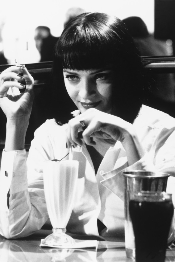 Pulp Fiction Uma Thurman In Diner iconic scene with milkshake 18x24 Poster - $23.99