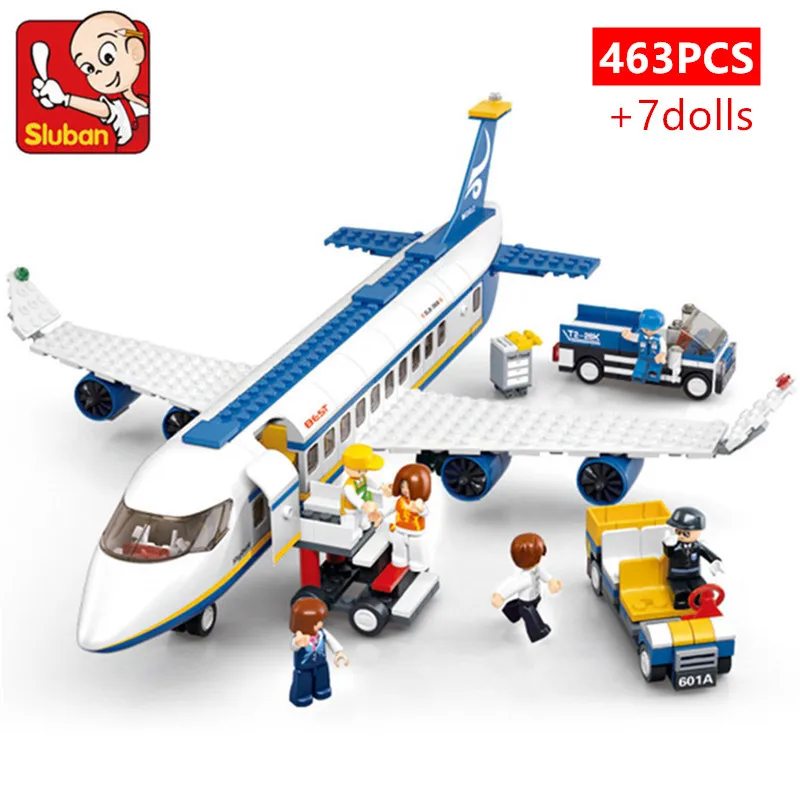 463Pcs City Airport Airbus Aircraft Airplane Plane Brinquedos Avion Model  - £23.36 GBP