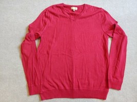 Sonoma V Neck Sweater Men&#39;s Size Large Burgundy Red Long Sleeve 100% Cotton - $18.76