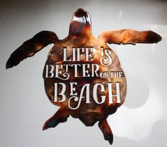 Life is Better on the Beach Sea Turtle Metal Art 17 1/2&quot; x 15 1/2&quot; - £35.57 GBP