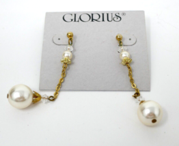 Glorius Gold Tone Faux Pearl Earrings - $14.99