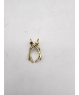 Vintage Gold Tone Red Rhinestone &amp; Faux Pearl Double Wishbone Brooch Pin - $12.95