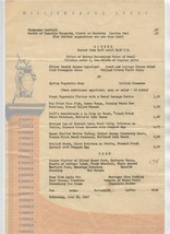 Williamsburg Lodge Dinner Menu 1947 Colonial Williamsburg Virginia  - £24.92 GBP