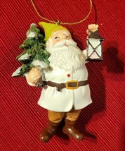 Gnome Santa Resin Christmas Ornament  Figure White Jacket  Tree Lantern ... - £7.86 GBP