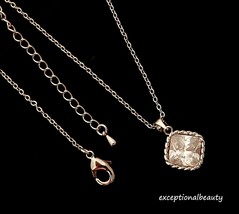 Clear Cubic Zirconia Princess Cut Stone Pendant Silver Chain Necklace - $13.99