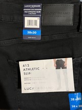 Lucky Brand Men&#39;s 412 Athletic Slim Black 38x30 Two Way Stretch - £24.32 GBP