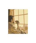 Art Poster - Sepia-toned Painting of Contemplating Man by Window - £11.74 GBP