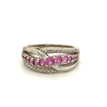 Vintage Signed 925 OTC Thailand Infinity Love Pink Sapphire CZ Stone Ring 7 1/2 - £43.52 GBP