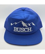 Vintage Busch Beer Trucker Mesh Snapback Hat Blue - $26.84 CAD
