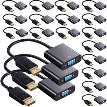 20 Pack Display Port to VGA Adapters Gold Plated DP to VGA Adapters Black DP To - £98.96 GBP