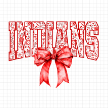 Indians PNG, Indians Mascot Floral Toile Red Water Color Coquette Bow, T... - $2.50