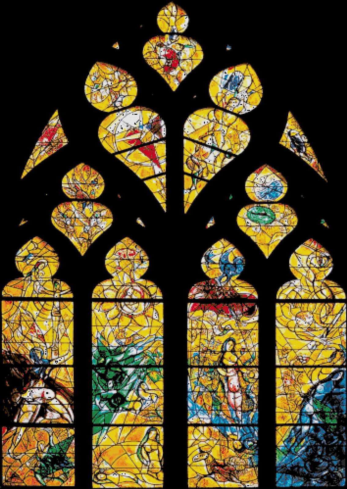 Primary image for counted stitch pattern Chagall Metz Cathedral stained 354*499stitches BN2214