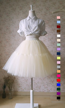 Ivory White Circle Tulle Skirt Outfit Custom Plus Size Tulle Ball Skirt Outfit image 4