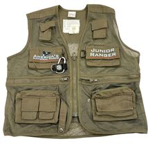 Junior Ranger National Parks Kids Activity Vest Pockets Olive Green XL - $19.20