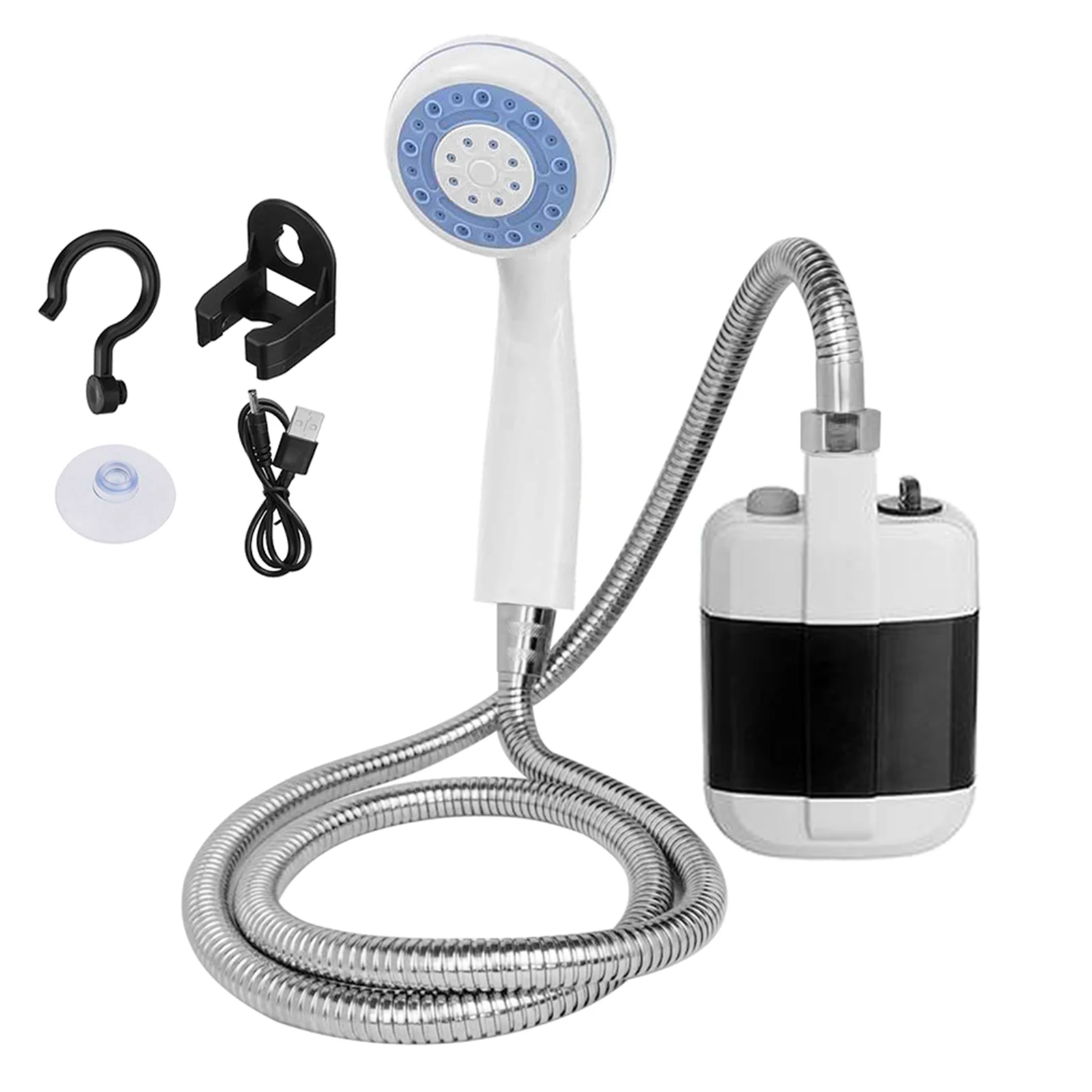 Portable Camping Shower USB Rechargeable Shower Head Folding Bathing Pump For - £34.33 GBP