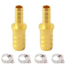Brass Hose Barb Reducer, 3/8" to 1/4" Hose ID, Reducing Barbed Coupler - $10.35