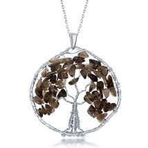 Sterling Silver Smokey Quartz Beads Tree of Life Pendant - £44.97 GBP