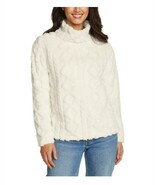 Eddie Bauer Womens Sweater Ivory Pullover Long Sleeves Cable Knit Soft Cozy - $60.62 CAD