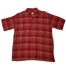 Vintage Patagonia Shirt Mens Large Red Plaid Organic Cotton Camp Lightwe... - $25.73