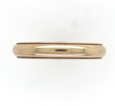 Simple 14k Yellow Gold Wedding Band with Beaded Edge Size 7 Jewelry (#J5984) - £296.84 GBP