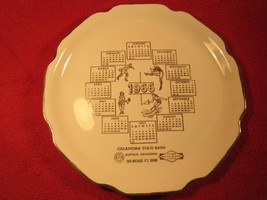 9&quot; Porcelain Collector Plate OKLAHOMA STATE BANK 1966 Calendar SPORTS [Z... - £5.74 GBP