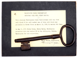 Antique Washington State Penitentiary Walla Walla Prison Cell Key w Provenance - £235.94 GBP