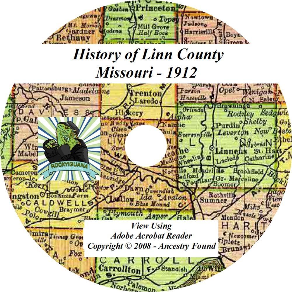 1912 - LINN County Missouri MO - History & Genealogy Ancestry Family - CD DVD