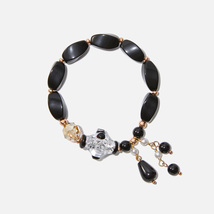 Handmade Czech Glass Beads Crystal Bracelet - Black Chic Noir Crystal Cascade - £32.23 GBP