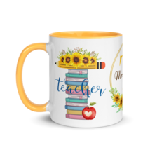 Personalized Coffee Mug 11oz | Add Your Name to T is for Teacher Floral Themed - £22.92 GBP
