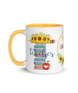 Personalized Coffee Mug 11oz | Add Your Name to T is for Teacher Floral ... - $40.22 CAD