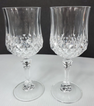 Cristal d&#39;Arques Longchamp Crystal Water Glass Goblet LOT OF 2 Barware 6-1/2 G05 - £9.43 GBP