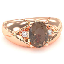 Men&#39;s Designer Smoky Quartz Diamond Ring In Solid 14k Rose Gold - £608.16 GBP